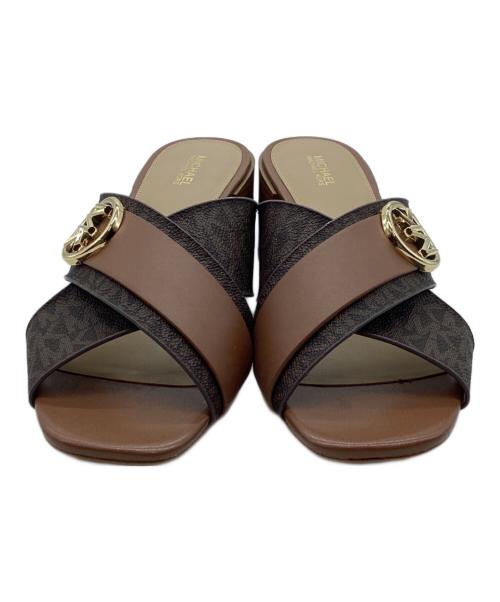 MICHAEL KORS（マイケル・コース）MICHAEL KORS (マイケル・コース) クロスストラップヒールサンダル ブラウン×ベージュ サイズ:25の古着・服飾アイテム