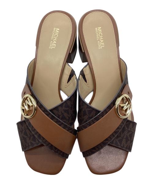 MICHAEL KORS（マイケル・コース）MICHAEL KORS (マイケル・コース) クロスストラップヒールサンダル ブラウン×ベージュ サイズ:25の古着・服飾アイテム