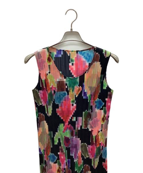 PLEATS PLEASE（プリーツプリーズ）PLEATS PLEASE (プリーツプリーズ) 総柄ノースリーブ ロングワンピース マルチカラー サイズ:3の古着・服飾アイテム