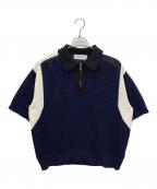 CULLNIクルニ）の古着「バイカラーメッシュポロシャツ」｜ネイビー×ホワイト