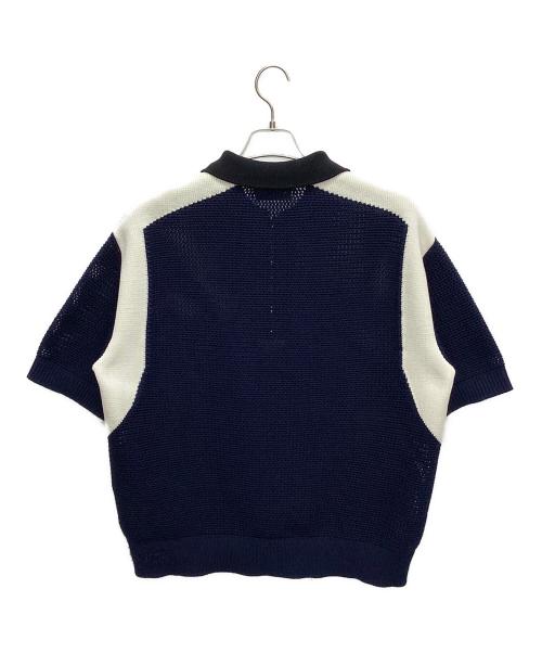 CULLNI（クルニ）CULLNI (クルニ) バイカラーメッシュポロシャツ ネイビー×ホワイト サイズ:Sの古着・服飾アイテム