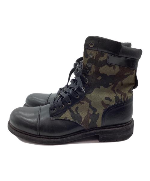 DIESEL（ディーゼル）DIESEL (ディーゼル) ハイカットブーツ ブラック×オリーブ サイズ:28の古着・服飾アイテム
