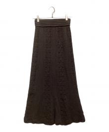 FRAY ID（フレイ アイディー）の古着「アイレットニットナロースカート」｜ブラウン