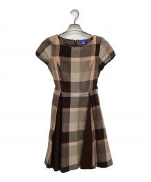 BLUE LABEL CRESTBRIDGE（ブルーレーベルクレストブリッジ）の古着「ベルト付き ギャザー Aライン ワンピース」｜ブラウン