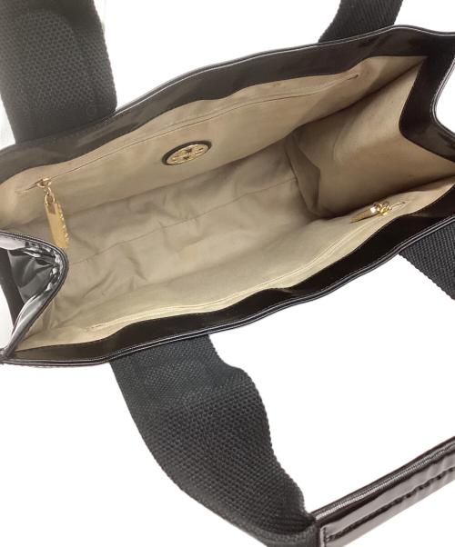 TORY BURCH（トリーバーチ）TORY BURCH (トリーバーチ) エナメルトートバッグ ブラックの古着・服飾アイテム