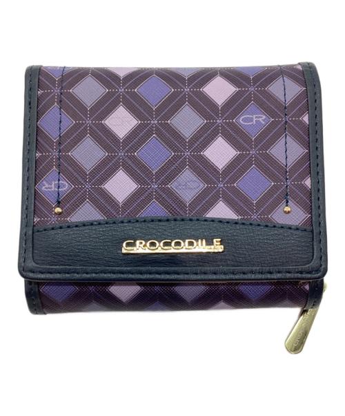 CROCODILE（クロコダイル）CROCODILE (クロコダイル) 2つ折り財布 ネイビー×パープルの古着・服飾アイテム