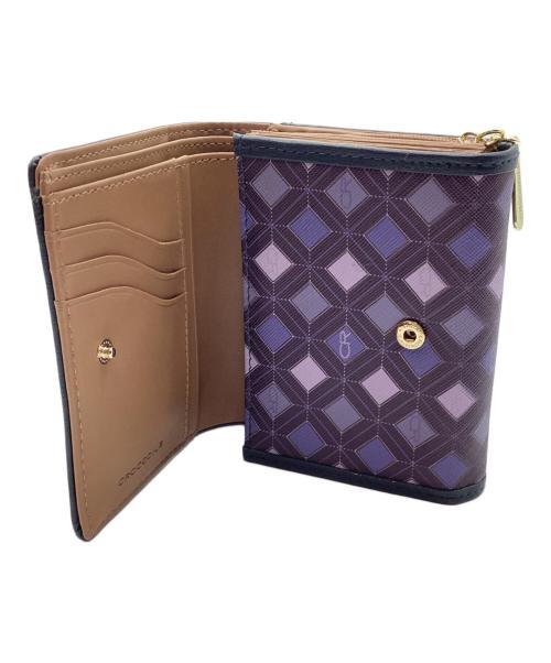 CROCODILE（クロコダイル）CROCODILE (クロコダイル) 2つ折り財布 ネイビー×パープルの古着・服飾アイテム