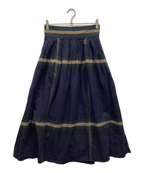 BEAMS BOY（ビームスボーイ）BEAMS BOY (ビームスボーイ) ボンバースカート ネイビー×ベージュ サイズ:表記なしの古着・服飾アイテム