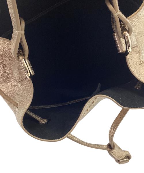 FURLA（フルラ）FURLA (フルラ) 巾着ショルダーバッグ ブラック×ゴールドの古着・服飾アイテム