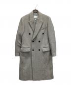 LACOSTEラコステ）の古着「ヘリンボーンロングウールコート」｜ライトグレー