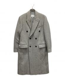 LACOSTE（ラコステ）の古着「ヘリンボーンロングウールコート」｜ライトグレー