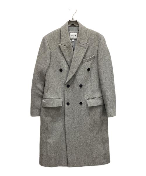 LACOSTE（ラコステ）LACOSTE (ラコステ) ヘリンボーンロングウールコート ライトグレー サイズ:Lの古着・服飾アイテム