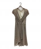 TORY BURCHトリーバーチ）の古着「ロングラップワンピース」｜ホワイト×ブラウン