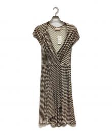 TORY BURCH（トリーバーチ）の古着「ロングラップワンピース」｜ホワイト×ブラウン