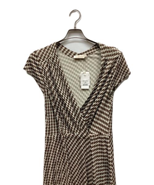 TORY BURCH（トリーバーチ）TORY BURCH (トリーバーチ) ロングラップワンピース ホワイト×ブラウン サイズ:M 未使用品の古着・服飾アイテム