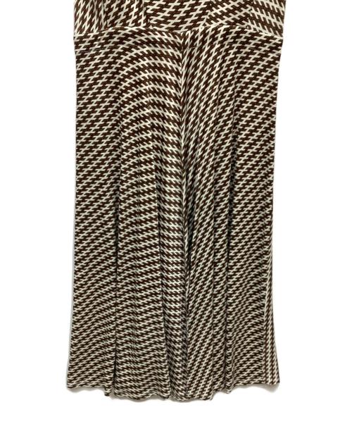 TORY BURCH（トリーバーチ）TORY BURCH (トリーバーチ) ロングラップワンピース ホワイト×ブラウン サイズ:M 未使用品の古着・服飾アイテム