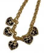 SONIA RYKIELソニア リキエル）の古着「ヴィンテージハートモチーフネックレス」｜ブラック×ゴールド