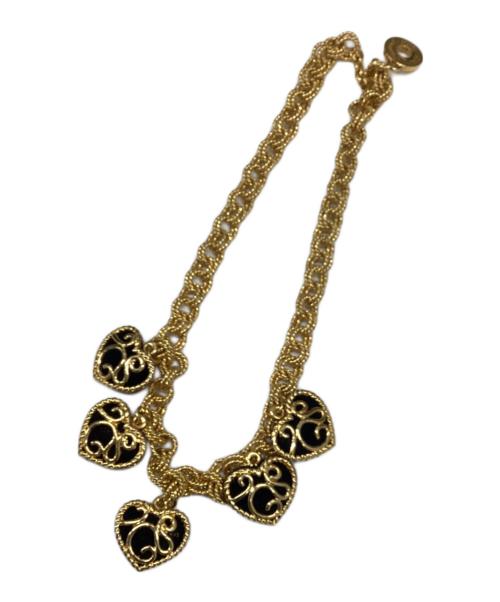 SONIA RYKIEL（ソニア リキエル）SONIA RYKIEL (ソニア リキエル) ヴィンテージハートモチーフネックレス ブラック×ゴールドの古着・服飾アイテム