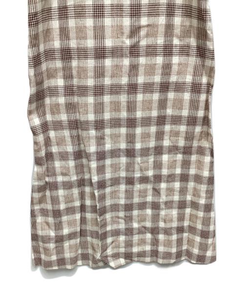 BEAUTY&YOUTH（ビューティーアンドユース）BEAUTY&YOUTH (ビューティーアンドユース) 麻ブレンドチェックキャミソールワンピース ホワイト×ブラウン サイズ:M 未使用品の古着・服飾アイテム
