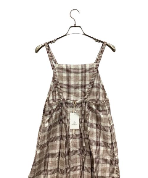 BEAUTY&YOUTH（ビューティーアンドユース）BEAUTY&YOUTH (ビューティーアンドユース) 麻ブレンドチェックキャミソールワンピース ホワイト×ブラウン サイズ:M 未使用品の古着・服飾アイテム