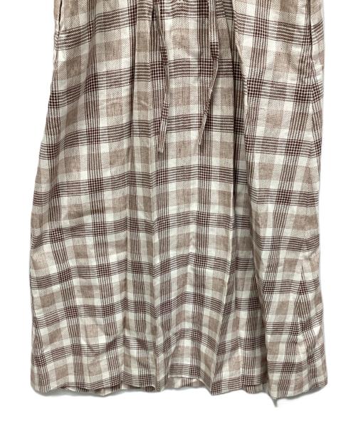 BEAUTY&YOUTH（ビューティーアンドユース）BEAUTY&YOUTH (ビューティーアンドユース) 麻ブレンドチェックキャミソールワンピース ホワイト×ブラウン サイズ:M 未使用品の古着・服飾アイテム