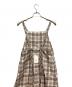 中古・古着 BEAUTY&YOUTH (ビューティーアンドユース) 麻ブレンドチェックキャミソールワンピース ホワイト×ブラウン サイズ:M 未使用品：4000円