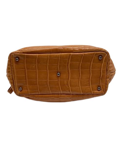 MAURO GOVERNA（マウロゴヴェルナ）MAURO GOVERNA (マウロゴヴェルナ) 型押しハンドバッグ キャメルの古着・服飾アイテム