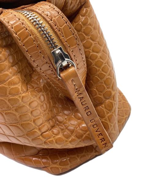 MAURO GOVERNA（マウロゴヴェルナ）MAURO GOVERNA (マウロゴヴェルナ) 型押しハンドバッグ キャメルの古着・服飾アイテム