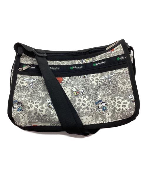 LeSportsac（レスポートサック）LeSportsac (レスポートサック) PEANUTS (ピーナッツ) ショルダーバッグ ホワイト×ブラックの古着・服飾アイテム