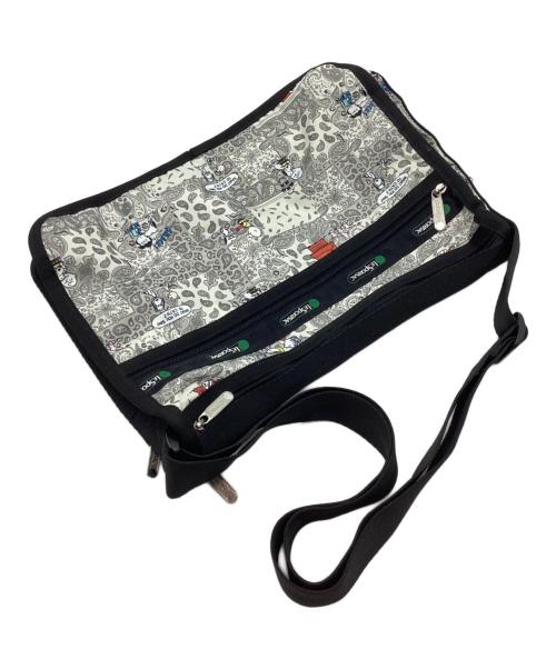 LeSportsac（レスポートサック）LeSportsac (レスポートサック) PEANUTS (ピーナッツ) ショルダーバッグ ホワイト×ブラックの古着・服飾アイテム