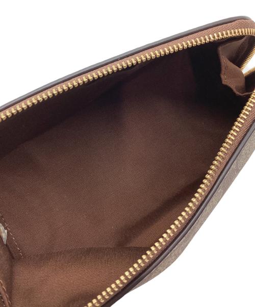 COACH（コーチ）COACH (コーチ) コスメポーチ ベージュ×ブラウンの古着・服飾アイテム
