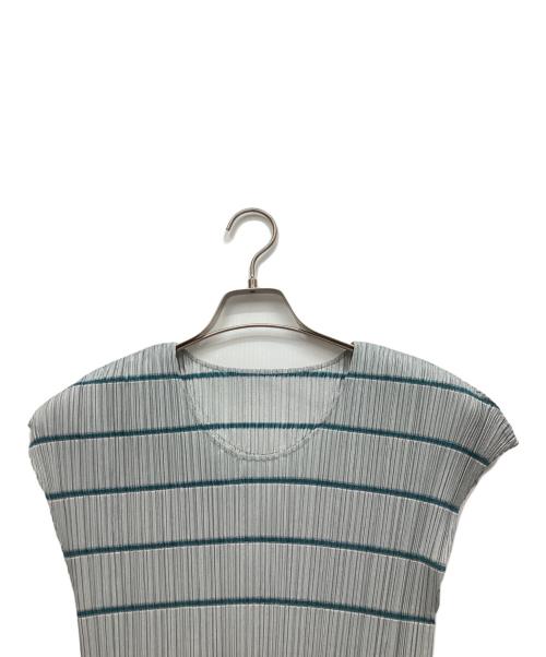PLEATS PLEASE（プリーツプリーズ）PLEATS PLEASE (プリーツプリーズ) ISSEY MIYAKE (イッセイミヤケ) ノースリーブカットソー ブルー サイズ:Lの古着・服飾アイテム