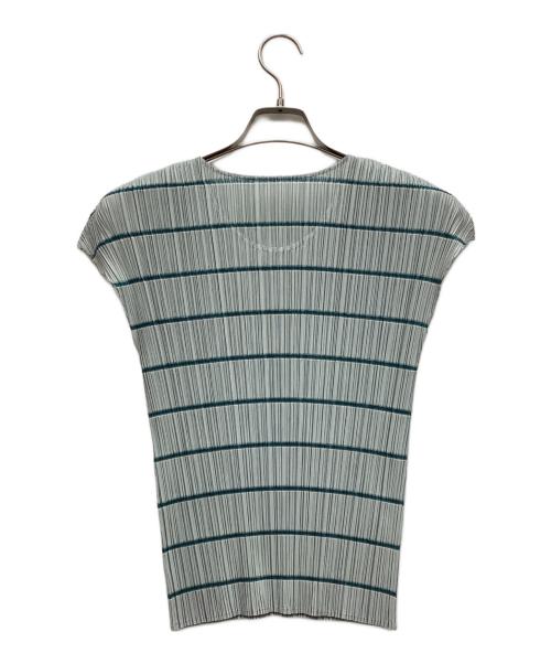 PLEATS PLEASE（プリーツプリーズ）PLEATS PLEASE (プリーツプリーズ) ISSEY MIYAKE (イッセイミヤケ) ノースリーブカットソー ブルー サイズ:Lの古着・服飾アイテム