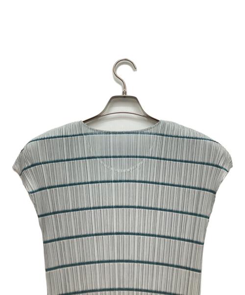PLEATS PLEASE（プリーツプリーズ）PLEATS PLEASE (プリーツプリーズ) ISSEY MIYAKE (イッセイミヤケ) ノースリーブカットソー ブルー サイズ:Lの古着・服飾アイテム