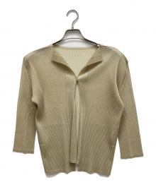 PLEATS PLEASE（プリーツプリーズ）の古着「メッシュプリーツ1Bカーディガン」｜ベージュ