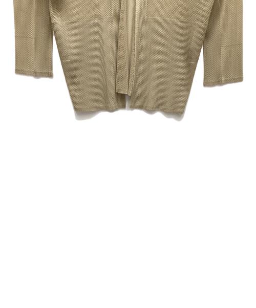 PLEATS PLEASE（プリーツプリーズ）PLEATS PLEASE (プリーツプリーズ) メッシュプリーツ1Bカーディガン ベージュ サイズ:Lの古着・服飾アイテム