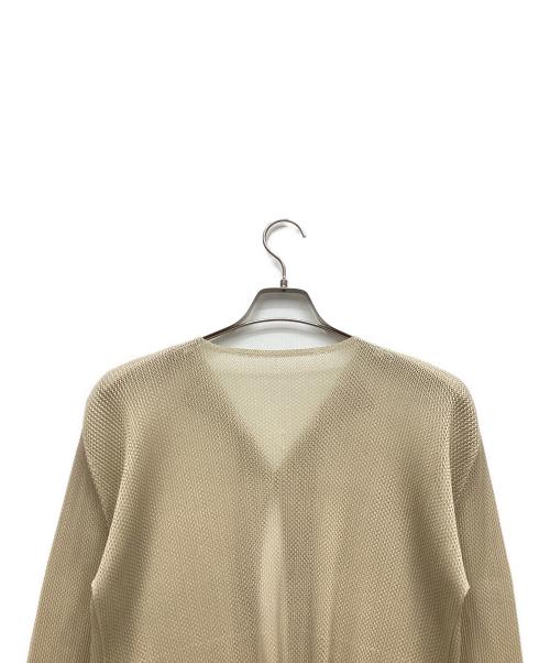 PLEATS PLEASE（プリーツプリーズ）PLEATS PLEASE (プリーツプリーズ) メッシュプリーツ1Bカーディガン ベージュ サイズ:Lの古着・服飾アイテム