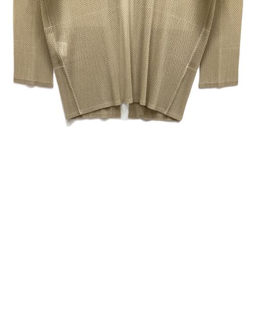 PLEATS PLEASE（プリーツプリーズ）PLEATS PLEASE (プリーツプリーズ) メッシュプリーツ1Bカーディガン ベージュ サイズ:Lの古着・服飾アイテム