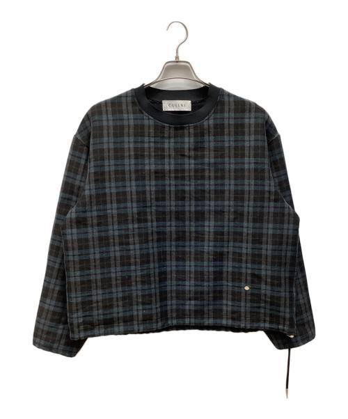 CULLNI（クルニ）CULLNI (クルニ) Wool Check Cross Weave Drawstring Long Sleeve Pullover ブラウン×グリーン サイズ:2の古着・服飾アイテム