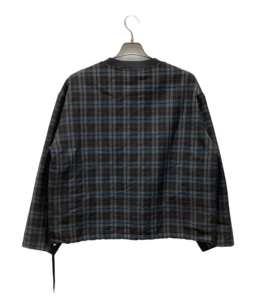 CULLNI（クルニ）CULLNI (クルニ) Wool Check Cross Weave Drawstring Long Sleeve Pullover ブラウン×グリーン サイズ:2の古着・服飾アイテム