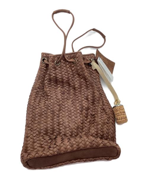 TIBERIO FERRETTI（ティベリオ・フェレッティ）TIBERIO FERRETTI (ティベリオ・フェレッティ) レザードローストリングバッグ ブラウン 未使用品の古着・服飾アイテム