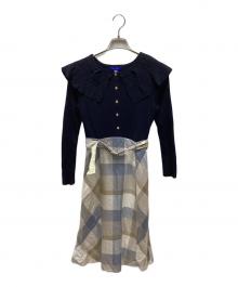 BLUE LABEL CRESTBRIDGE（ブルーレーベルクレストブリッジ）の古着「切替ワンピース」｜ネイビー×ベージュ