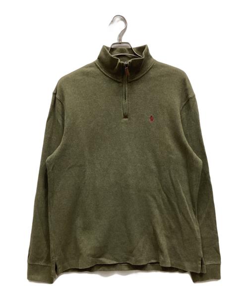 POLO RALPH LAUREN（ポロ・ラルフローレン）POLO RALPH LAUREN (ポロ・ラルフローレン) ハーフジップニット オリーブ サイズ:Lの古着・服飾アイテム