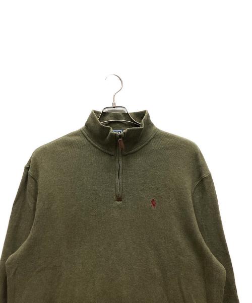 POLO RALPH LAUREN（ポロ・ラルフローレン）POLO RALPH LAUREN (ポロ・ラルフローレン) ハーフジップニット オリーブ サイズ:Lの古着・服飾アイテム
