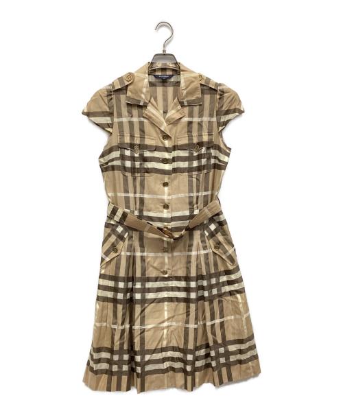 BURBERRY LONDON（バーバリーロンドン）BURBERRY LONDON (バーバリーロンドン) ノースリーブワンピース ベージュ×ブラック サイズ:40の古着・服飾アイテム