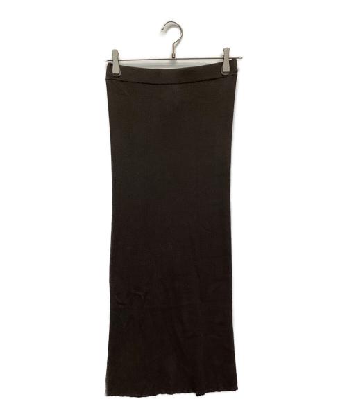 Whim Gazette（ウィムガゼット）Whim Gazette (ウィムガゼット) ニットフィットスカート ダークブラウン サイズ:Fの古着・服飾アイテム