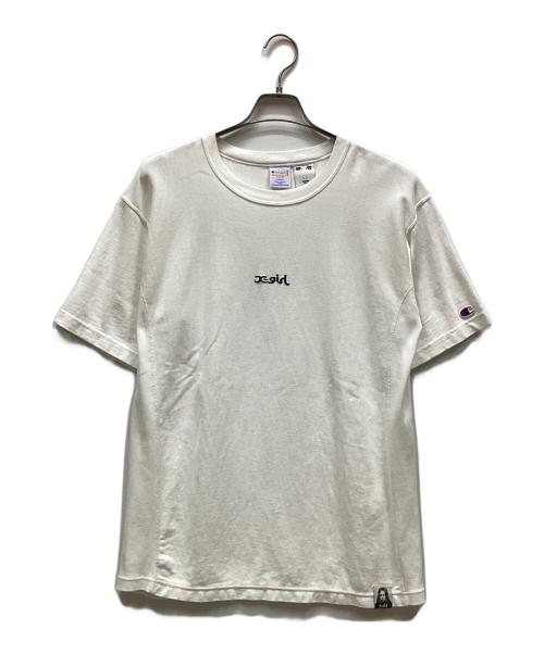 Champion（チャンピオン）Champion (チャンピオン) X-GIRL (エックスガール) 半袖Tシャツ ホワイト サイズ:Lの古着・服飾アイテム