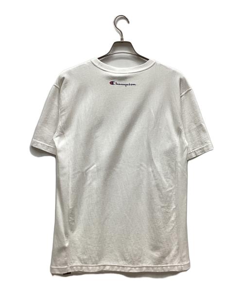 Champion（チャンピオン）Champion (チャンピオン) X-GIRL (エックスガール) 半袖Tシャツ ホワイト サイズ:Lの古着・服飾アイテム