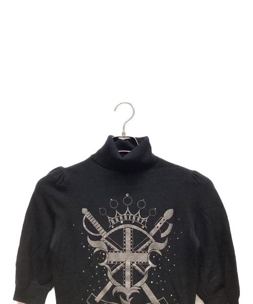 BURBERRY BLUE LABEL（バーバリー ブルー レーベル）BURBERRY BLUE LABEL (バーバリー ブルー レーベル) 半袖ニット ブラック サイズ:38の古着・服飾アイテム