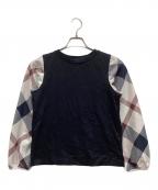 BLUE LABEL CRESTBRIDGEブルーレーベルクレストブリッジ）の古着「チェックスリーブプルオーバー」｜ブラック×ホワイト